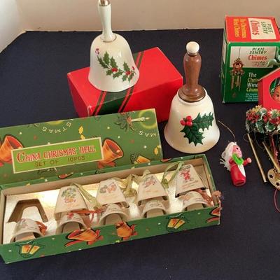 Vintage Christmas Lot Bells Windchimes 