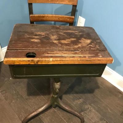 Vintage Child’s School Desk With Chair