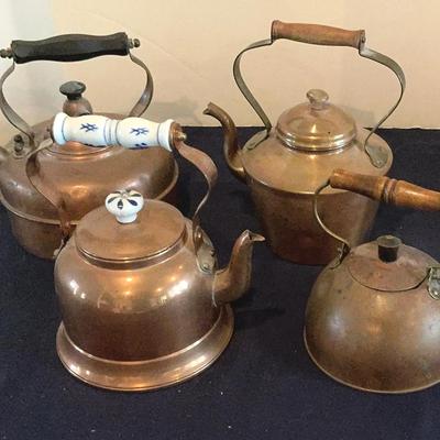 Lot Of 4 Copper Kettles 
