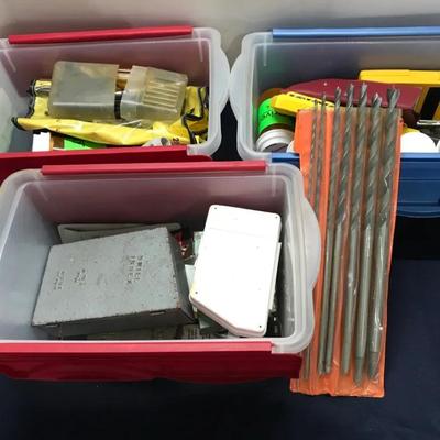 Three Small Bins Of Assorted Drill Bits Drill Driver Bits