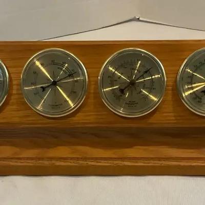 Analog Weather Station On A Wooden Plaque 