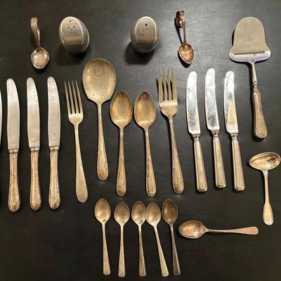 Various Silver & Silver-Plated Flatware Lot of 25