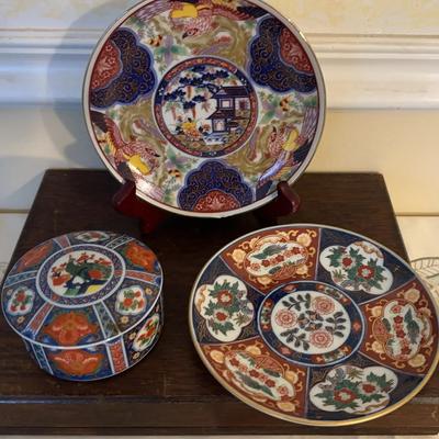 “Gold Imari” Japanese Hand Painted 6” Plates, Japanese Takahashi Imari Trinket Box