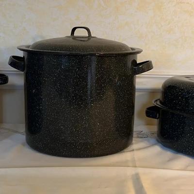 3 Piece Granite Ware Stock Pots