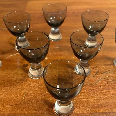 Vintage Smoked Grey Cordial Glass Set of 8