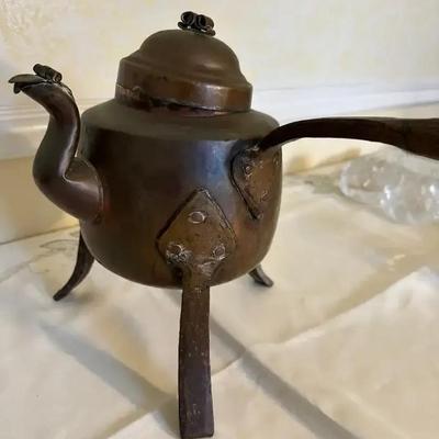 Antique 19th Century Handmade Dovetailed Copper Swedish tea kettle pot