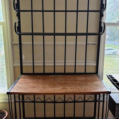 Wrought Iron & Wood Wine/Baker Rack