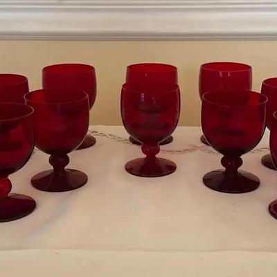 Vintage Hoffman House Ruby Red 4” Wine Imperial Glass Set (16)