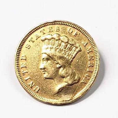 Gold 1854 $3 Coin Indian Princess Pin