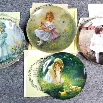 4 Collector's Plates of Little Girls, with COAs