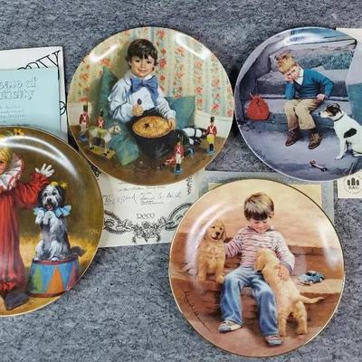 4 Collector's Plates of Little Boy Themes with COAs