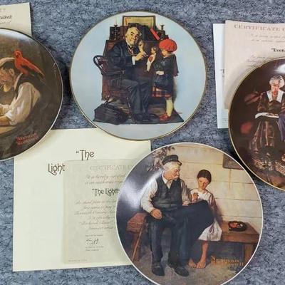 Norman Rockwell Collector's Plates 3 with COAs
