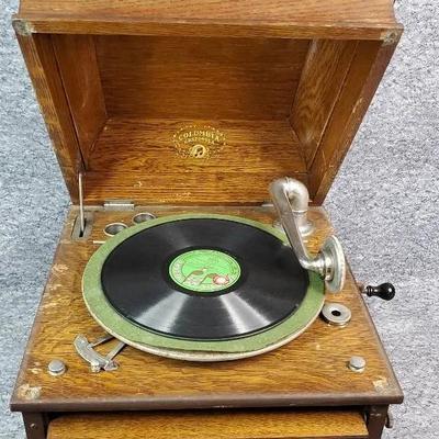 Antique Wind Up Columbia Grafonola Record Player