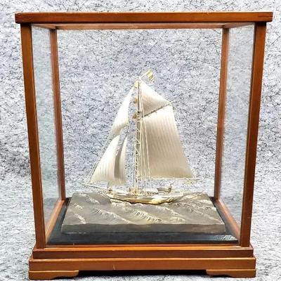 Sterling Silver Sailboat Sculpture Marked "Silver 950" 
