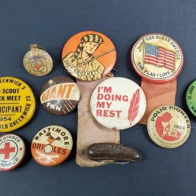 Vintage Collector's Novelty Pins: Sports, Cub Scouts, and Others