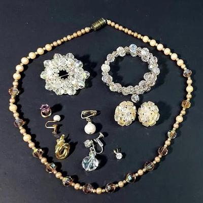 Vintage Aurora Borealis and Rhinestone Jewelry