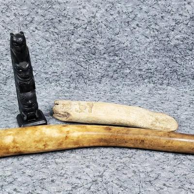 Walrus Baculum "Oosik" Bone Tools, Totem Figure (Resin)