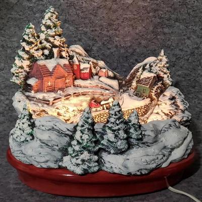 Light-up Ceramic Wintery Mountain Scene 3pc