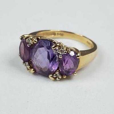 14K Gold Amethyst Ring Sz 6