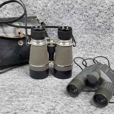 2 Pairs Binoculars: Minolta Pocket EZ, Vintage 4x40 with Case
