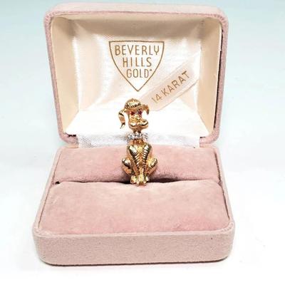 14K Gold Poodle Pin
