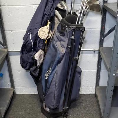 Golf Gear: Clubs, Bag, Balls, Tees, Jacket, Umbrella, Red Sox Covers