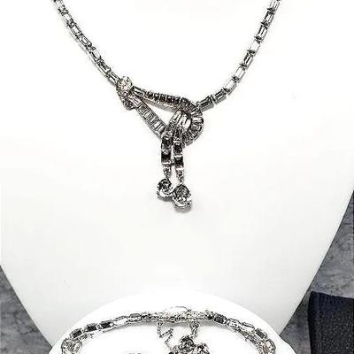 Circa 1900 Rhinestone Necklace, Bracelet and Earring Set