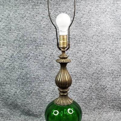 Vintage Green Glass Brass Lamp