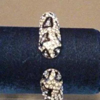 Black,White and Blue Crystal Cuff Bracelet By J BOYCE 