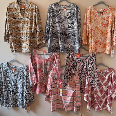 This set of 8 ❤️’s OF PALM Comfort Tops 3/4 SLEEVE Women’s Size 3X 