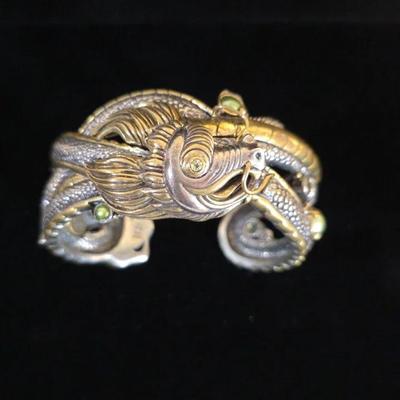 Sterling Silver & Bronze Dream Dragon With Pearls & Peridots!