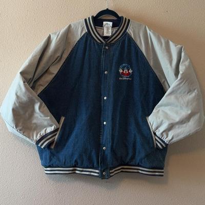 Vintage Mickey Mouse WHERE MAGIC LIVES Varsity Bomber Denim Jacket XXXL