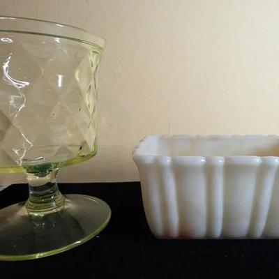 Uranium Glass Vessel and dish