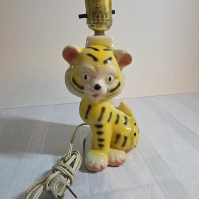 Vintage MCM Children's Ceramic Tiger Lamp