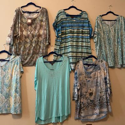 7 3x Teal Blue Gloria Vanderbilt Blouses