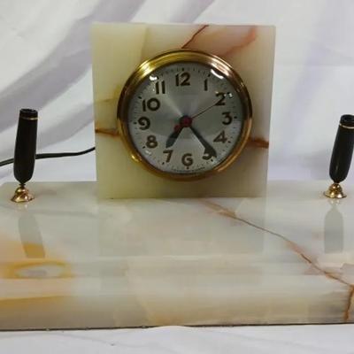 MCM Desk Clock And Pen Station