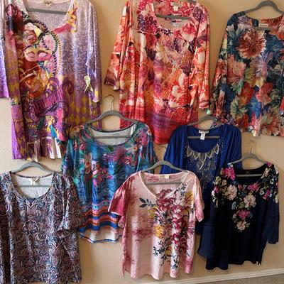 Pink, Blues, And Purples 3x Blouses