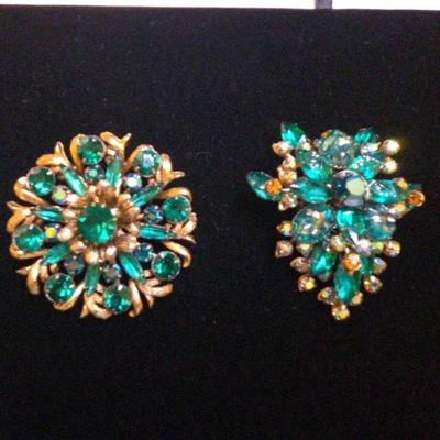 Vintage Green Crystal And Jellybelly Brooch With Green Crystal