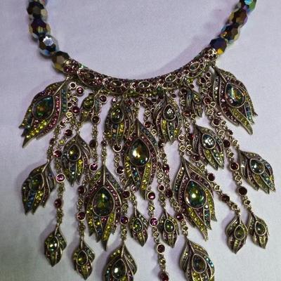 Hedi Daus Rhinestone Peacock Necklace 
