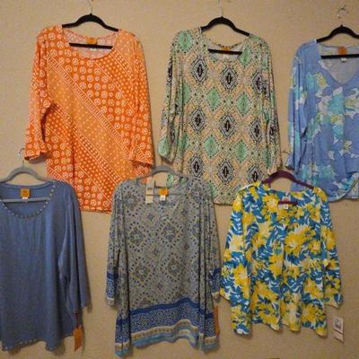 Blue, Orange and Yellow women's blouses