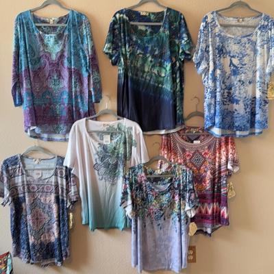 Lot Of 7 ONE WORLD BOHO CHIC Women’s Tops Size 3X