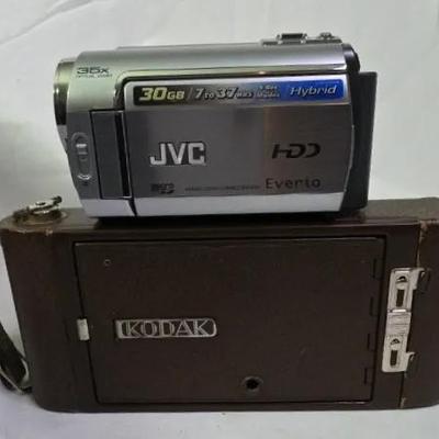 JVC Camcorder With Bag & Antique Polaroid Film Camera