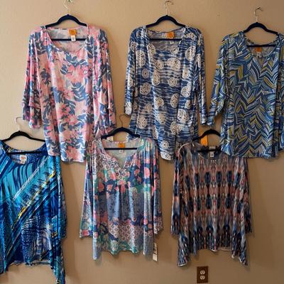 6 3x Beautiful Blue And Pink Ruby Rd. Blouses
