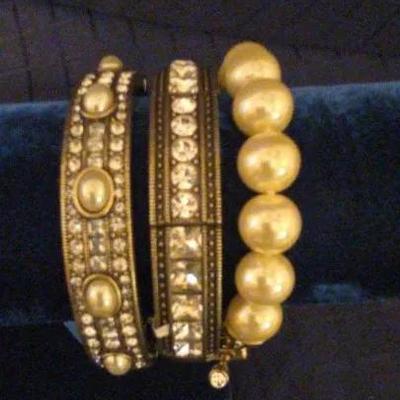 Heidi Daus Lovely Three Piece Crystal and Pera Bracletl set