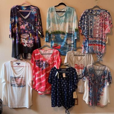 Set of (8) Patriotic - Las Vegas - Nautical - Tops Womens Size 3x