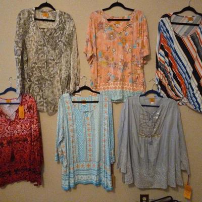6 Multi colored stripe and other women's blouses