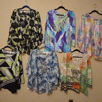 6 Black, Blue and Multi colored blouses