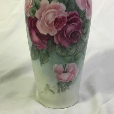 Antique Bavarian Hand Painted Rose Vase