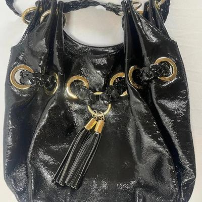 Michael Kors Black Patent Leather Hobo Bag 