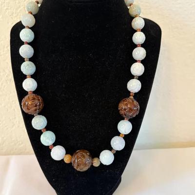 Amazonite And Wood Bead Necklace